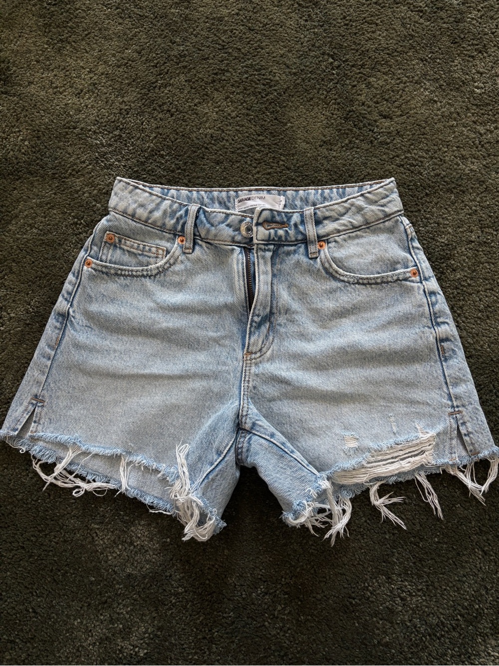 Garage Light Blue Distressed Denim Shorts